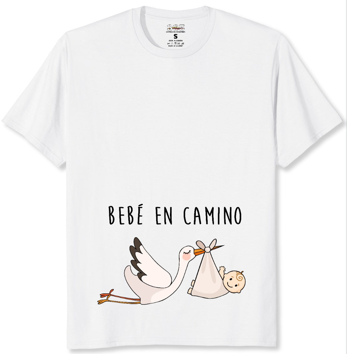 Camiseta de Embarazo "Bebé en Camino" - Algodón Suave, Diseño Cigüeña