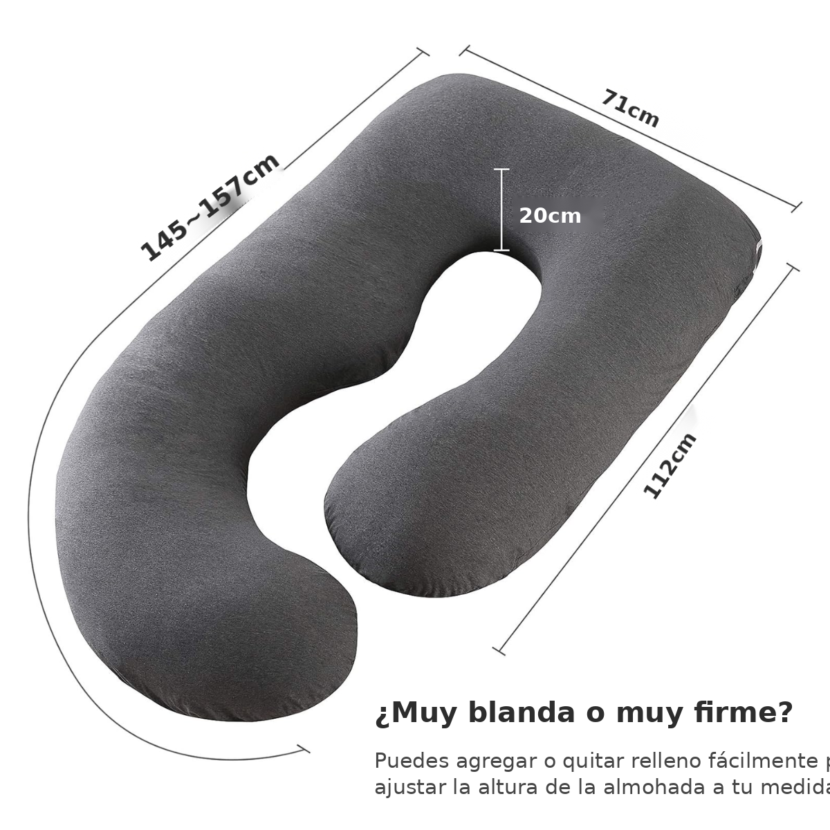 Almohada de Embarazo de Cuerpo Completo en U - Duerme sin Dolor