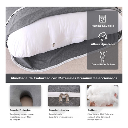 Almohada de Embarazo de Cuerpo Completo en U - Duerme sin Dolor