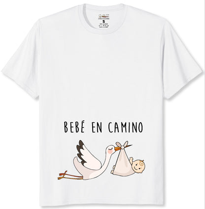 Camiseta de Embarazo "Bebé en Camino" - Algodón Suave, Diseño Cigüeña