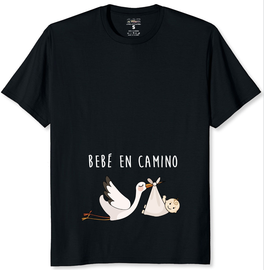 Camiseta de Embarazo "Bebé en Camino" - Algodón Suave, Diseño Cigüeña